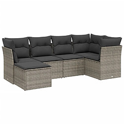 Maison Chic Ensemble Tables et chaises d'extérieur 6pcs avec coussins,Salon de jardin gris résine tressée -GKD698111