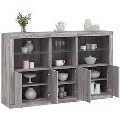 Maison Chic Commode Buffet - Meuble de rangement avec lumières LED sonoma gris 162x37x100 cm -GKD27025