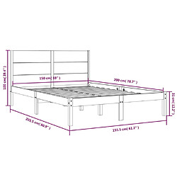 vidaXL Cadre de lit sans matelas blanc 150x200 cm bois massif pas cher