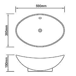 vidaXL Lavabo ovale en céramique noir avec trop plein 59 x 38,5 cm pas cher