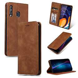 Wewoo Housse Coque Etui en cuir avec rabat horizontal magnétique Business Skin Feel pour Galaxy A60 / M40 Marron