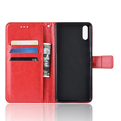 Acheter Wewoo Housse Coque en cuir à rabat horizontal Retro Crazy Horse Texture pour Sony Xperia L3avec support et emplacements cartesainsi que portefeuille et lanière rouge