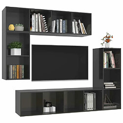 Avis Maison Chic Ensemble de meubles TV 4 pcs pour salon - Gris brillant Bois d'ingénierie -MN12097