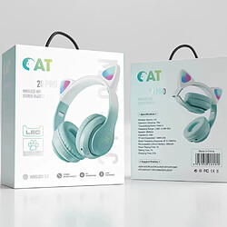 General Casque de jeu pour casque d'oreille de chat Son surround, réduction intelligente du bruit, micro intégré, micro antibruit rétractable, son stéréo, couvre-visage à faire soi-même.(vert)