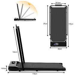 Tapis de Course Pliable 2 en 1, Tapis de Marche 1-8km/h, Rattantree Tapis de March Antidérapant et Amortissant, Télécommande, Écran LCD, Noir pas cher