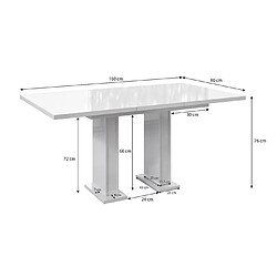 Acheter Dusine TABLE A MANGER EXTENSIBLE ROSS - BLANC LAQUE 120-160 CM