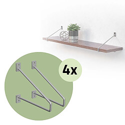 ML DESIGN MODERN LIVING Lot de 8 supports d'étagère murale console décorative support acier argent 220mm