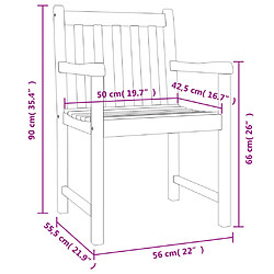 vidaXL Chaises de jardin lot de 6 56x55,5x90 bois massif d'acacia pas cher