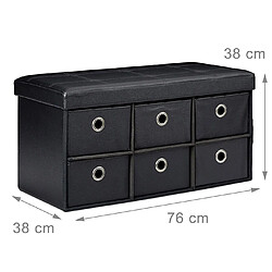 Helloshop26 Banquette banc coffre de rangement avc tiroirs 76 cm noir 3013003