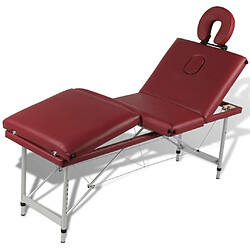 Acheter vidaXL Table pliable de massage Rouge 4 zones avec cadre en aluminium