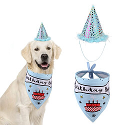 Écharpe bandana fête d'anniversaire anniversaire chien mignon avec Doggie Hat fournitures bleu