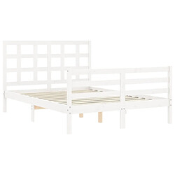 Maison Chic Cadre/structure de lit avec tête de lit pour adulte - Lit Moderne Chambre blanc 140x190 cm bois massif -MN25040 pas cher