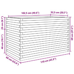 vidaXL Jardinière 110x60x68,5 cm bois de pin massif pas cher