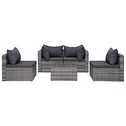 Acheter vidaXL Salon de jardin 9 pcs avec coussins Résine tressée Gris