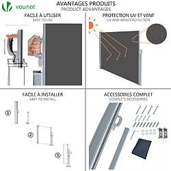 Avis Vounot Paravent retractable avec housse de protection 180x300cm Gris