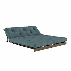 Inside 75 Canapé convertible futon ROOTS pin carob brown matelas petrol blue couchage 160x200 cm