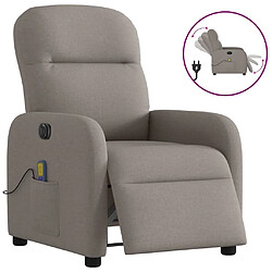 vidaXL Fauteuil de massage inclinable électrique Taupe Tissu