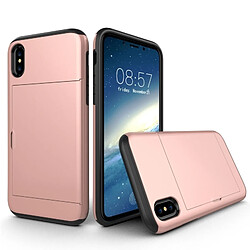 Wewoo Coque renforcée or rose pour iPhone X TPU + PC Dropproof étui de protection arrière avec fente carte