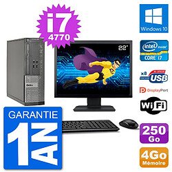 PC Dell Optiplex 3020 SFF Ecran 22" i7-4770 RAM 4Go Disque 250Go Windows 10 Wifi - Occasion