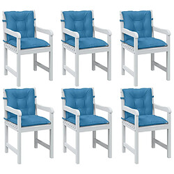 vidaXL Coussins de chaise à dossier bas lot de 6 bleu mélangé tissu