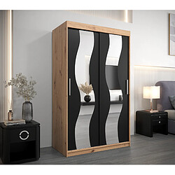 Abiks Meble Armoire Sewilla à portes coulissantes 200/120/62 2 portes (artisan/noir)