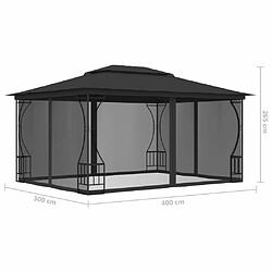 Maison Chic Tonnelle | Pergola avec moustiquaire 300x400x265 cm Anthracite -GKD14724 pas cher