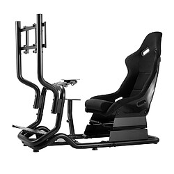 Simulateur de course Cockpit 3 en 1 Siège de jeu jusqu'à 130kg Support de levier de vitesse Support de volant Support TV jusqu'à 50" Max. Vesa 400x200 ...