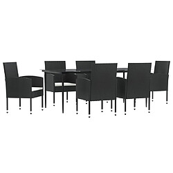 vidaXL Ensemble à manger de jardin 7 pcs noir résine tressée et acier