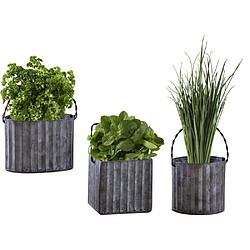 Avis Aubry Gaspard Minis cache-pots assortis en métal galvanisé ondulé (Lot de 3).