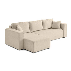 Bestmobilier Topaze - canapé d'angle réversible - 4 places - convertible avec coffre - en tissu velours relief Topaze - canapé d'angle réversible - 4 places - convertible avec coffre - en tissu velours relief - Beige