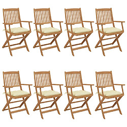 vidaXL Chaises pliables de jardin lot de 8 avec coussins Bois d'acacia