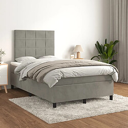 Avis Maison Chic Lit adulte- Lit + matelas,Sommier à lattes de lit et matelas gris clair 120x190cm velours -GKD83658