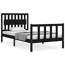 Maison Chic Lit adulte - Cadre de lit et tête de lit,Structure du lit Contemporain pour chambre noir 100x200 cm bois massif -MN29669