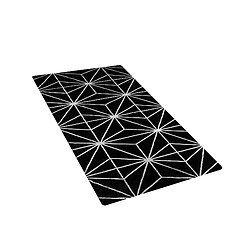 Beliani Tapis en viscose noire et argentée avec motif abstrait 80 x 150 cm SIBEL