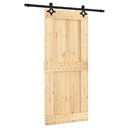 vidaXL Porte coulissante et kit de quincaillerie 90x210 cm pin massif