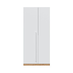 Dansmamaison Armoire 2 portes battantes Blanc/Chêne - TOZA