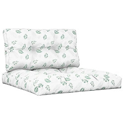 vidaXL Coussins de palette lot de 2 motif de feuilles tissu