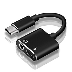 Avis Wewoo Adaptateur USB-C / Type-C vers Jack 3.5mm Aux + USB-C / Type C Ecouteurs Chargeur Câble Audio pour Mi 8 Lite A2 L1130 noir