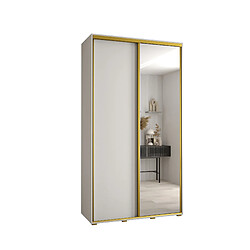 Abiks Meble Armoire à portes coulissantes Davos 3 235.2 x 130 x 45 2 portes coulissante (Blanc/Blanc/Or)