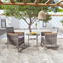 Salle à manger de jardin 3 pcs,Table et chaise à dîner Résine tressée Gris -MN60042