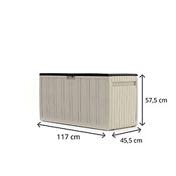 Acheter Coffre de rangement en Résine Gardiun Top 117x45,5x57,50 cm 270L Montage par clic avec système de verrouillage Design bicolore