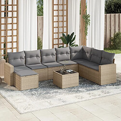 Maison Chic Salon de jardin avec coussins 9 pcs | Ensemble de Table et chaises | Mobilier d'Extérieur beige résine tressée -GKD90740