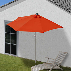 Decoshop26 Demi parasol semi-circulaire balcon terrasse UV 50+ polyester/aluminium 3kg avec une portée de 270 cm terre cuite sans support 04_0003901