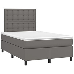 Maison Chic Lit adulte- Lit + matelas,Sommier à lattes de lit avec matelas gris 120x190 cm similicuir -GKD86803