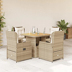 vidaXL Ensemble à manger de jardin avec coussins 5pcs Beige poly rotin