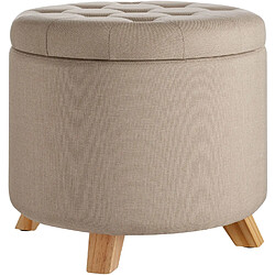 Helloshop26 Tabouret siège pouf avec coffre de rangement capitonné 44,5 cm beige 08_0000291