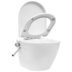 Acheter vidaXL Toilette murale sans rebord et réservoir caché Céramique Blanc