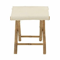 Avis Mes Tabouret pliant 40x40x42 cm en bambou naturel et tissu blanc