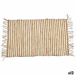 Gift Decor Tapis Blanc Naturel Rayures 60 x 1 x 90 cm (12 Unités)