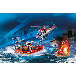 Playmobil® PLAYMOBIL 70335 - Brigade de pompiers avec bateau et hélicoptère